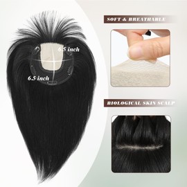 Hair Toppers for Thinning Hair Women Real Hair ，Hair Toppers for Women with Bangs Real Human Hair 12inch Hair Toppers 6.5 * 6.5In Skin Scalp Big Base Cover Thinning Hair or Hair Loss