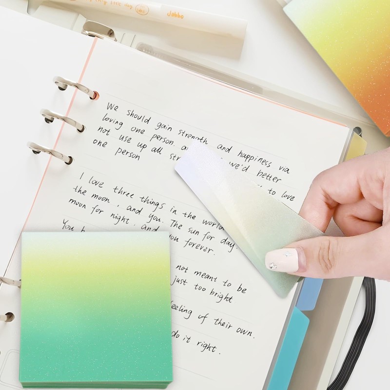 Transparent Sticky Notes,Clear Sticky Notes,3x3 in Gradient 4 Color Waterproof