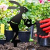Set 3 Metal Rabbit Garden Stakes Bunny Front Yard Black