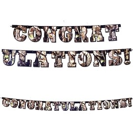Havercamp Next Camo "Congratulations!" Party Banner | 1 Count | Great for Hunter Themed Party, Camouflage, Rustic, Nature, Military, Graduation Party, Baby Shower, Gender Reveal