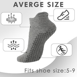 loacuony 4 Pairs Yoga Socks,Pilates Socks - Full Toe Ankle Support For Yoga, Ballet, Dance & Home Use (Breathable, Anti-Slip Grip Dots)
