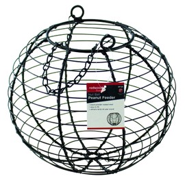 Redwood Leisure Garden Bird Hanging Nut Ball Peanut Feeder - Powder Coated Steel - Black - 18 cm