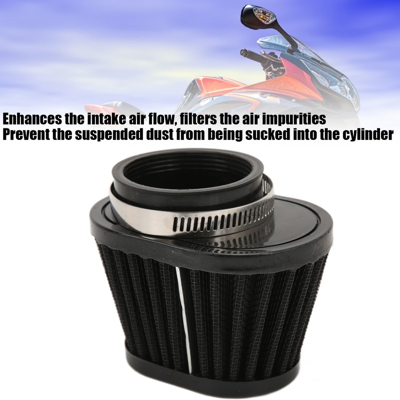 51mm/2in Motorcycle Air Filter ClampOn Dustproof Rubber Black Replacement for