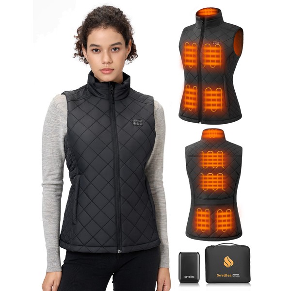 Women's Quilted Heated Vest with Battery Pack 16000mAh 7.4V, Warming