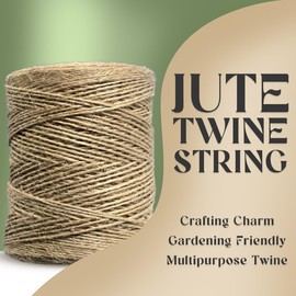 ZYBUX - Jute Twine String, 3 Ply 2.0mm Thick Garden Twine String for DIY Crafts, Gift Wrapping, Bundling Packing and Gardening (200m 3PLY Jute Twine)