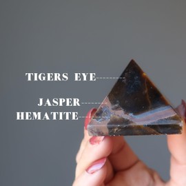 Satin Crystals Tigers Eye Pyramid Iron Hematite Jasper 1.5-1.75 inch