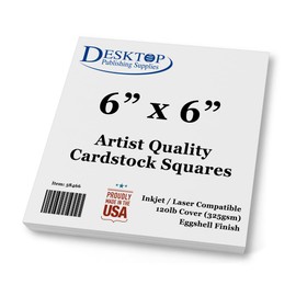 Premium White Cardstock Squares - Ultra Thick Artist Drawing Quality Eggshell Finish - For Spin Art Refill, Sketching, Charcoal, Watercolor, & Painting (6" x 6", 100 Pack)
