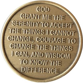 RecoveryChip Sacred Heart Color Medallion with Cross and Flame Serenity Prayer Coin