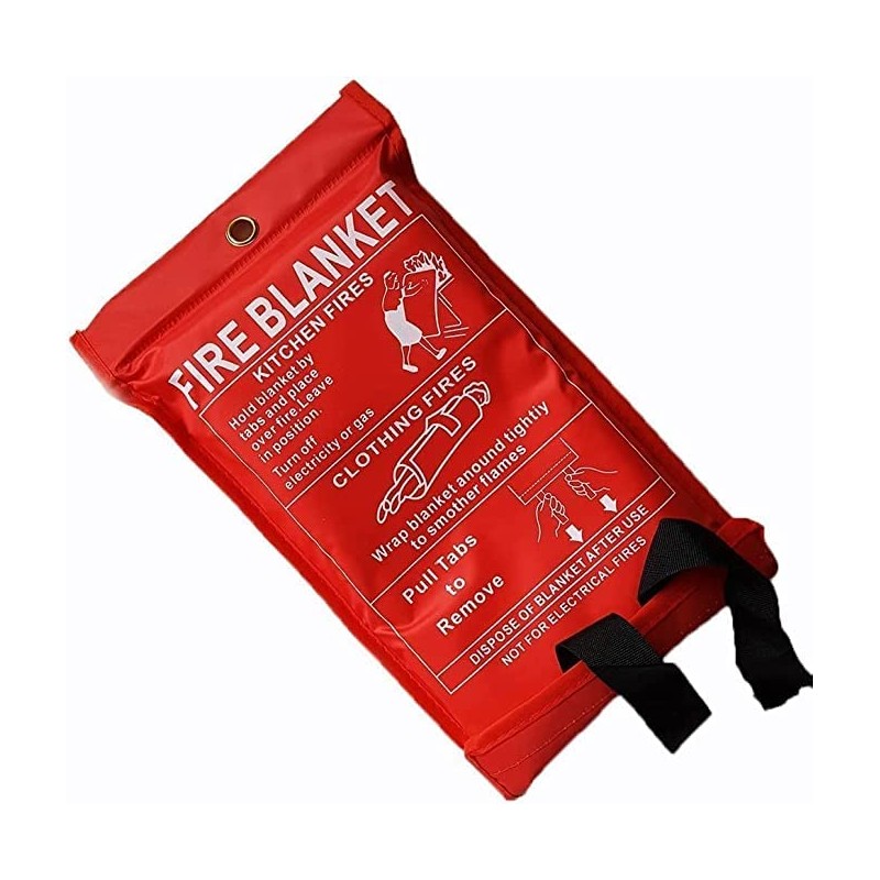 SAFETY+ Fire Blanket, Large, Fast Unfolding with Loops, 1x1m IDEAL