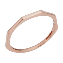 KoolJewelry Minimalist Women's 14k Rose Gold 1.5mm Hexagon Geometric Ring (size 8)