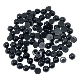 Semicircular Beads Black for Gluing, Half Beads for Crafts, Black Beads with Flat Back, Black Half Pearl Beads for DIY Crafts, Jewellery, Wedding, Dress, Nail Art, 10 mm, 100 Pieces