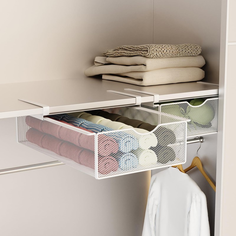 WOCHUANGSI 2 Pack Closet Pull-Out Baskets Bra Underwear and Sock