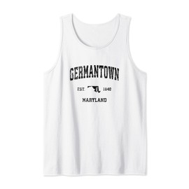 Germantown Maryland MD Vintage Sports Design Black Print Tank Top