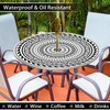 Round Outdoor Tablecloth with Umbrella Hole Waterproof Patio Table Covers