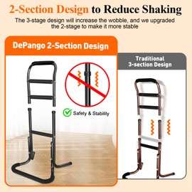 DePango Stand Assist Aid for Elderly, Aluminum Alloy Standing Aids & Supports for Rising from Chair Couch, Sturdy Chair Lift Assist Grab Bar for Seniors Disabled Handicap Adults, Height-Adjusted