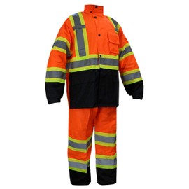 RK SAFETY Class 3 X pattern Safety Rain Suits with High visibility and black bottom