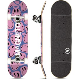 Magneto Complete Skateboard | Maple Wood | ABEC 5 Bearings | Double Kick Concave Deck | Kids Skateboard Cruiser Skateboard | Skateboards for Beginners, Teens & Adults (Free Stickers Included)