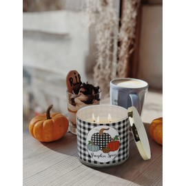 Pumpkin Candle, Thanksgiving Candle Gift, Fall Candle, Pumpkin Spice Scented Candle Autumn, Large 3 Wicks, 14 oz