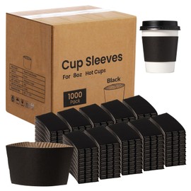 FMP Brands 1000 Pack Coffee Sleeves for 8 oz Coffee Cups, Disposable Hot Cup Sleeves, Black Coffee Cup Sleeves Bulk for Hot Drinks, Beverage Insulator and Hand Protection for Hot & Cold Drinks