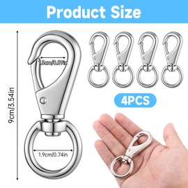 4 Pcs 3.5 Inch Flag Pole Clips Stainless Steel Swivel Eye Snap Hooks Flag Clips Heavy Duty Spring Snap Hooks Diving Clip Spring Hook for Flagpole Rope Dog leash Keychain Boat Bird Feeder Purse Chain