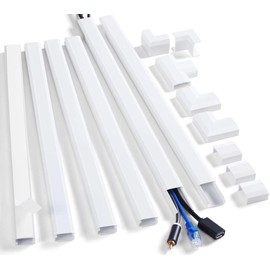 ZhiYo Cord Cover Wall Kit, 94.5in Cord Hider Wall Mounted TV, Wire Covers for Cords, Paintable Wire Hiders for TV on Wall, TV Cable Hider Wall Kit, Wall Cord Concealer, 6 x L15.7in W0.98 H0.5in, White