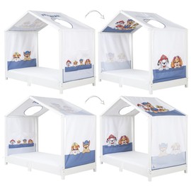 roba Cover for Montessori House Beds 70 x 140 cm - Matching Accessories for Converting into Canopy Bed - Includes 3 Storage Bags & Skylight - Light Grey