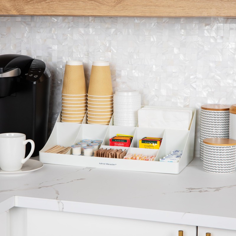 Mind Reader Cup and Condiment Station, Countertop Organizer, Coffee Bar,