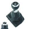 Do!LED DoLED Perforated Gear Knob + Gear Stick Gaiter + Frame - Leather - Black Stitching - 6 Gear Replacement Part Chrome Matt Look