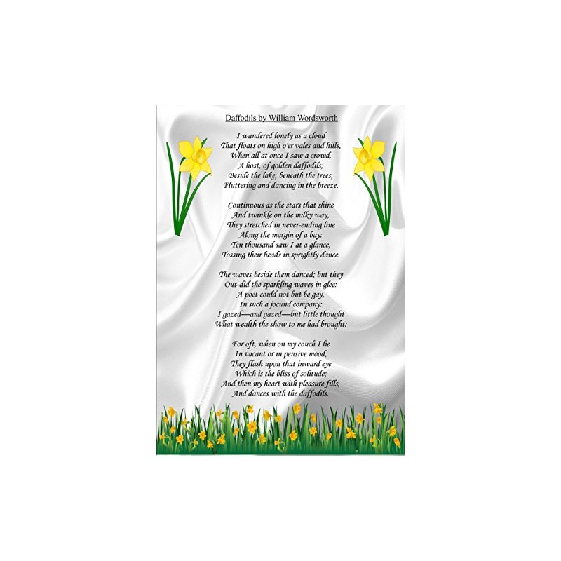 Motivational Inspirational Poem Sign Poster Print Daffodils William Wordsworth.