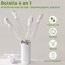 Dispensador de Viaje 4 en 1 – Set 4 Frascos de 30 ml Blanco – Tuzkevla FZP