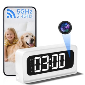 HEDNIC Smart Clock Camera,5G&2.4G WiFi Security Camera Indoor,2K Cameras for Home Security,3 in 1 Nanny Cam with Alarm,Color Night Vision Human Motion Detection,Local SD Recording