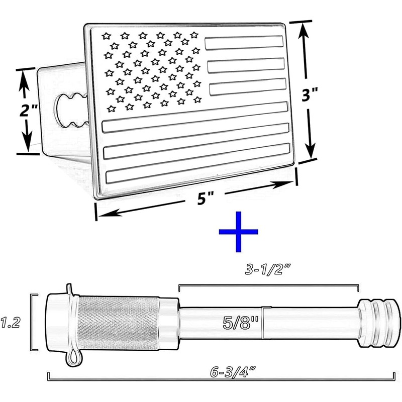 American Flag Metal Trailer Hitch Cover for 2 inch Receivers（with