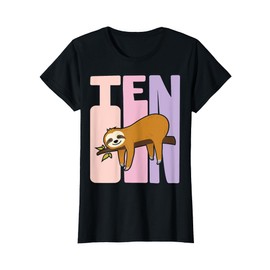 10 Year Old Cute Sloth Birthday Girl 10th B-day T-Shirt