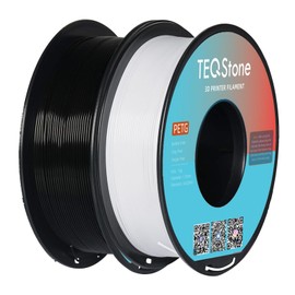 TEQStone PETG Filament 1.75mm Black+White 2KG, Consistent Diameter +/-0.02mm 3D Printer Filament Bundle in Vacuum Packaging 1KG Spool 2 Pack