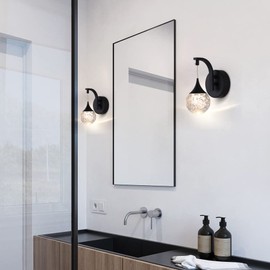 Sedelan Modern Wall Lamp Fixtures, Indoor Moon Crystal Wall Sconces, 5W LED Dimmable Wall Lights for Bedroom Bedside Living Room Corridor Hallway, Sand Black