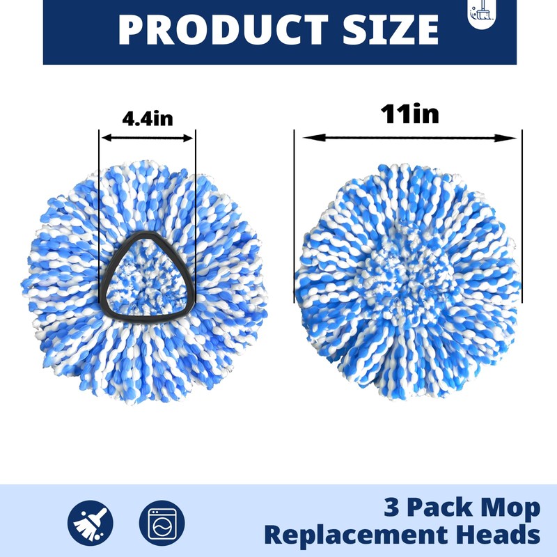 Spin Mop Head Refill for RinseClean 2-Tanks System, 6Pcs Rotating