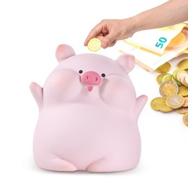 Lucky Pig Piggy Bank, Cute Money Box with Opening Banknotes, Coin Saving Room Decoration Gifts, Birthday Gift for Girls, Boys, Adults
