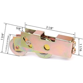 2 Pack Sliding Door Rollers, 1-1/4 Inch Tandem Wheels Replacement Kit, 330LBS Heavy Duty Patio Sliding Glass Door Rollers