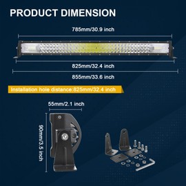 Willpower 32 inch LED Light Bar, Triple Row Spot Flood Beam, 2Pcs 4 inch 36W Spot LED Pods Driving Fog Lights with Waterproof Wiring Kit for 12V 24V Vehicle Jeep Pickup Off Road Truck 4X4 Boat Trailer