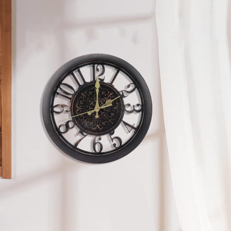 ALEOHALTER Wall Clock, Outdoor Clock Silent Non-Ticking Metal Clock Decorative