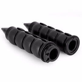 HTTMT TRHB114A-1"-BK Spike Black Comfort Rubber Motorcycle Handlebar Hand Grips (1 inch) Custom Black Billet Grips Compatible with Cruisers/Choppers/Harley Davidson