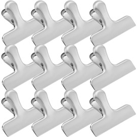 Clips para Bolsas de Alimentos, Paquete de 12 Clips para Bolsas de Acero Inoxidable, 3 Pulgadas de Ancho, Adecuado para Almacenamiento de Alimentos, Aperitivos