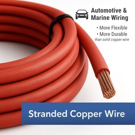 MGI SpeedWare Automotive Stranded Copper Wire, Cross-Linked High-Temperature GXL (12ga - 100ft, Red)