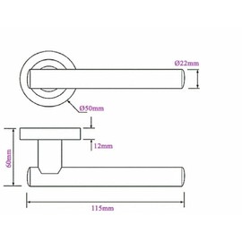 Haven Heritage Door Handle Satin Nickle Straight T Bar Lever on Rose