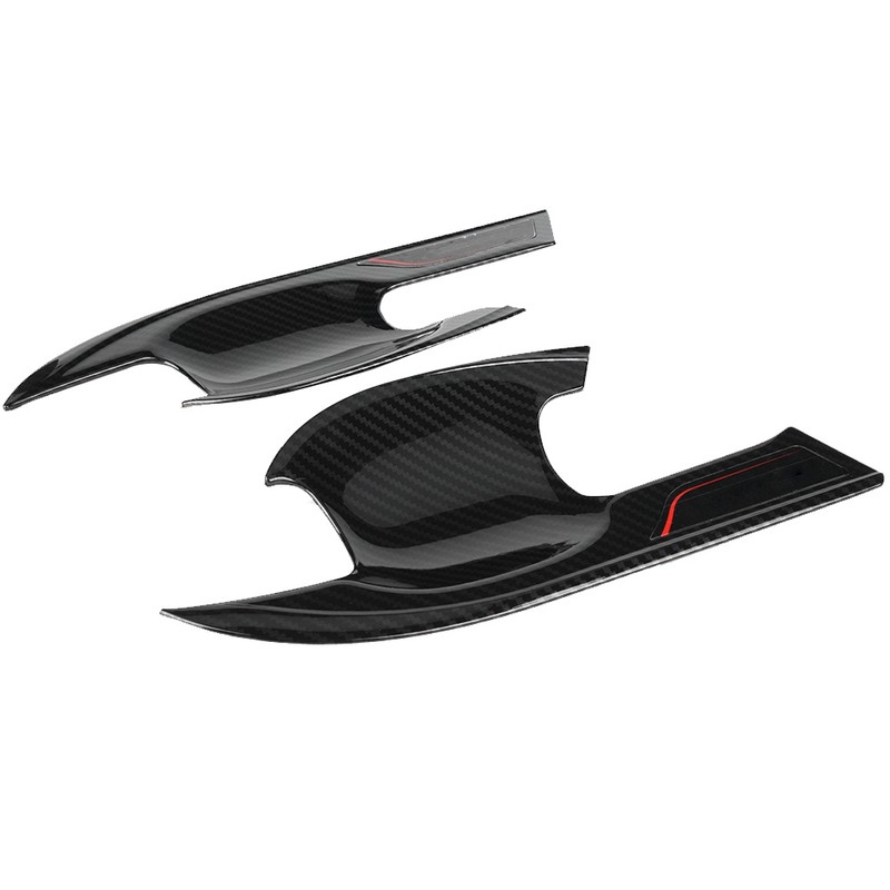 4pcs Carbon Fiber Style External Outer Door Bowl Handle Cover