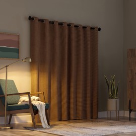 Scott Living Rafaela Woven Pattern Chenille Total Blackout Grommet Curtain Panel, 50" x 96", Rust Brown