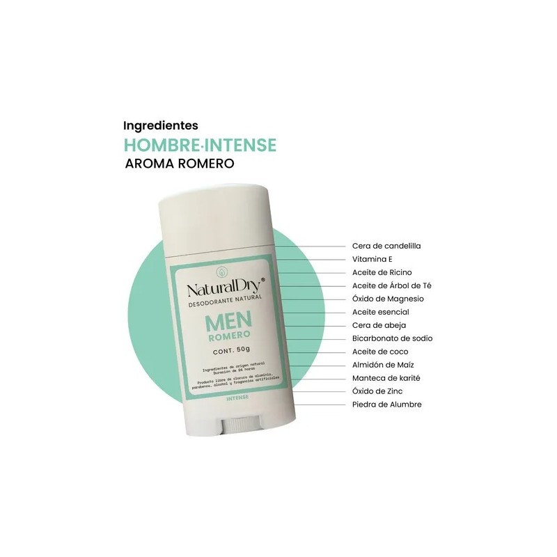 Naturaldry Desodorante Natural Hombre Barra - Aroma Romero