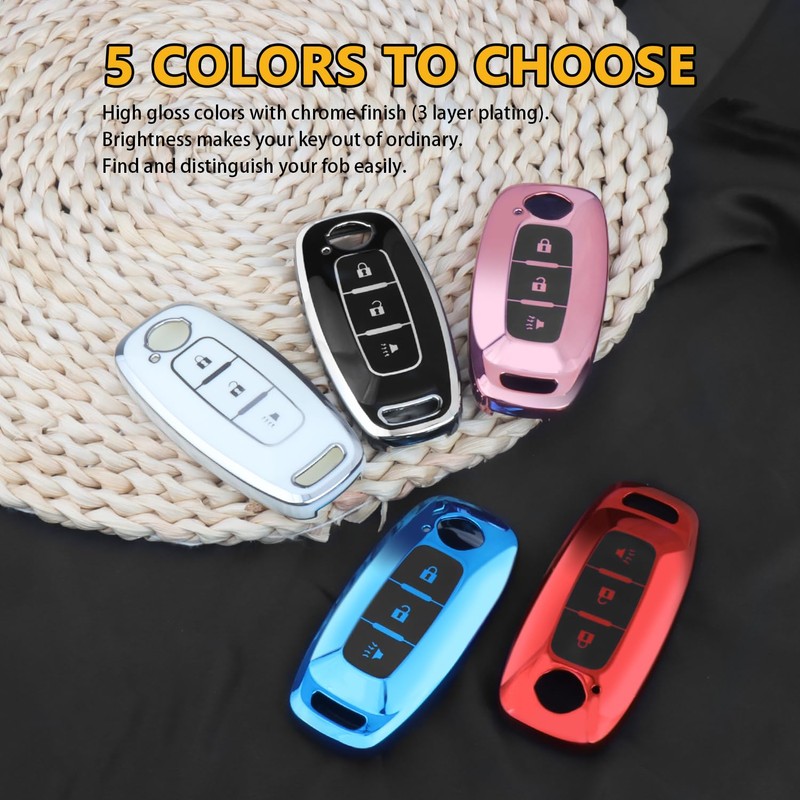 FT FUNTOR for Nissan Key Cover,3 Buttons TPU Key Case