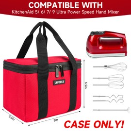 LEFOR·Z Hand Mixer Carrying Bag Compatible with KitchenAid 5/6/7/9 Ultra Power Speed Hand Mixers,Portable Travel Storage Case Bag Fits for Kitchen Aid Mixer Accessories,Red(Bag Only)