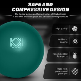 KK Pilates Ball – Enhance Your Core Workout, Improve Stability & Flexibility – Perfect for Pilates, Yoga & Rehabilitation- Includes Pump- Green